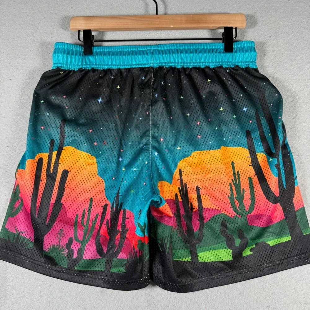 Section 7 Mens Desert Landscape Mesh Basketball Shorts Teal Black Medium‎ 32x6